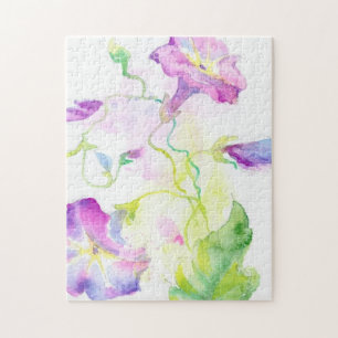 Waterverf, geverfd, convolvulus bloemen legpuzzel