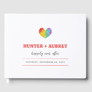 Waterverf gevierd Pride Heart Gay Lesbian Wedding Gastenboek
