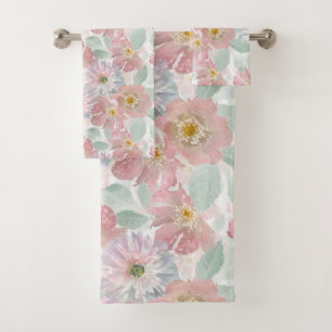 Waterverf gevoelige bloemen. bad handdoek