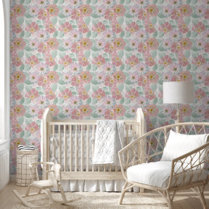 Waterverf gevoelige bloemen. behang