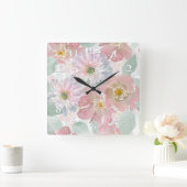 Waterverf gevoelige bloemen. vierkante klok (Huis)