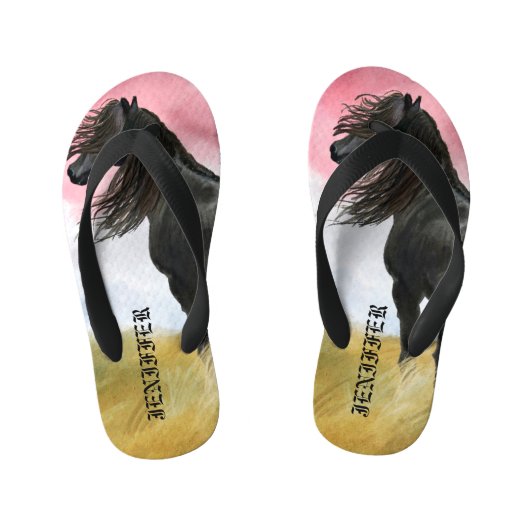Waterverf geweldige paarden kinder teenslippers (Voetbed)