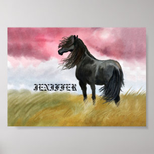 Waterverf geweldige paarden poster