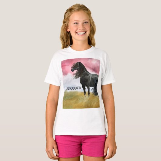 Waterverf geweldige paarden t-shirt (Voorkant volledig)