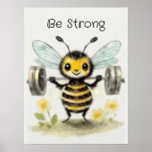 Waterverf Gewichtheffen Hommel Inspiratie Poster (Voorkant)