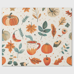 Waterverf Gezellige Herfst Patroon Cadeaupapier
