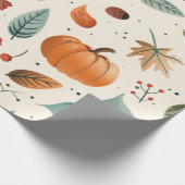  Waterverf Gezellige Herfst Patroon Cadeaupapier (Hoek)