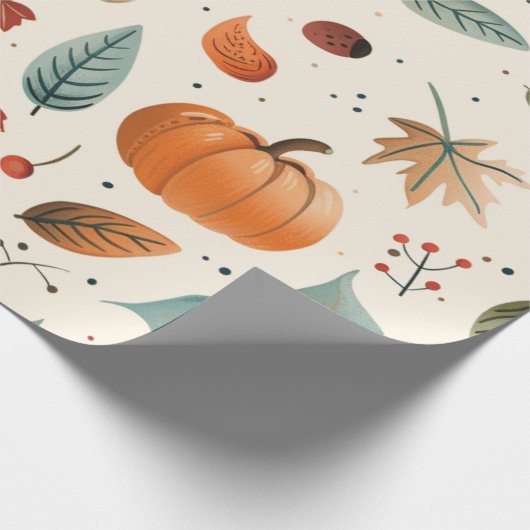  Waterverf Gezellige Herfst Patroon Cadeaupapier (Hoek)