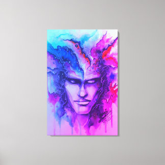 Waterverf gezicht canvas afdruk