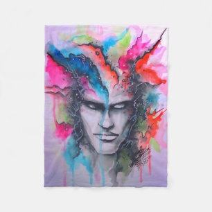 Waterverf gezicht fleece deken