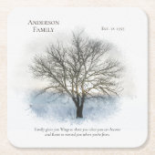 Waterverf gezinshereniging vierkante kartonnen onderzetter (Voorkant)