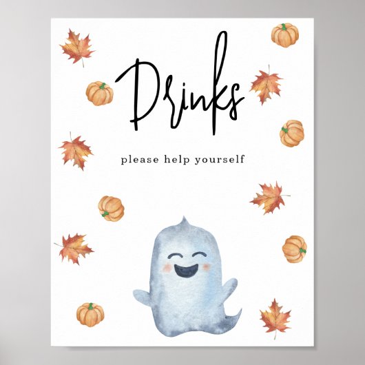 Waterverf Ghost - Drinken Poster (Voorkant)
