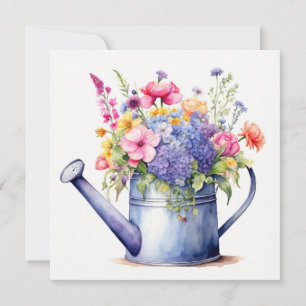 Waterverf Gietkan en Zomerbloemen Kaart