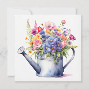 Waterverf Gietkan met Tuinbloemen Kaart