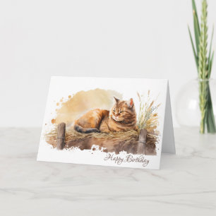 Waterverf Ginger Cat Birthday Kaart