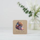 Waterverf Ginger Cat Square Visitekaartje (Staand voorkant)