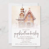 Waterverf Gingerbread House Decorating Party Kaart (Voorkant)