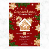 Waterverf Gingerbread House Decorating Party Kaart