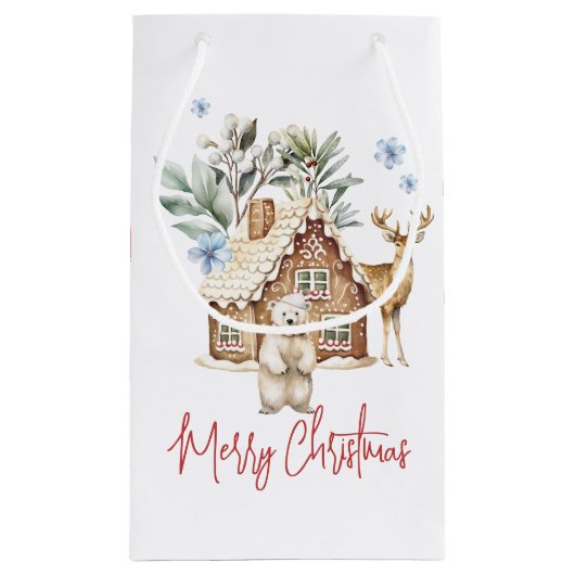 Waterverf Gingerbread House, Polar Beer & Reindee Klein Cadeauzakje (Achterkant)