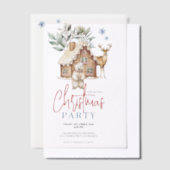 Waterverf Gingerbread House, Polar Beer & Reindee Vellum Uitnodigingen (Offset)