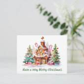 Waterverf Gingerbread Tekst toevoegen Feestdagenkaart (Staand voorkant)