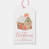 Waterverf Gingerbrood House Merry Kerstry Cadeaulabel (Voorkant)