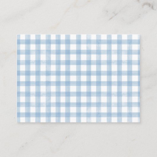 Waterverf Gingham Baby Blauwe Luier Raffle Informatiekaartje (Achterkant)
