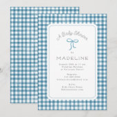 Waterverf Gingham Blue Baby shower Kaart (Voorkant / Achterkant)