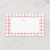 Waterverf Gingham Licht Roze Luier Raffle Klein Informatiekaartje (Achterkant)