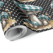 Waterverf Gingham Mushroom Garden Cadeaupapier (Rol Hoek)