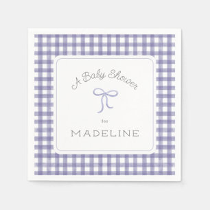 Waterverf Gingham Paarse Baby shower Servet