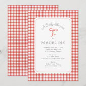 Waterverf Gingham Red Baby shower Kaart (Voorkant / Achterkant)