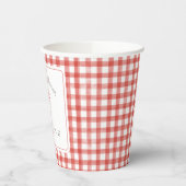 Waterverf Gingham Red Baby shower Papieren Bekers (Links)