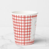 Waterverf Gingham Red Baby shower Papieren Bekers (Rechts)