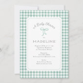 Waterverf Gingham Sage Green Baby shower Kaart (Voorkant)