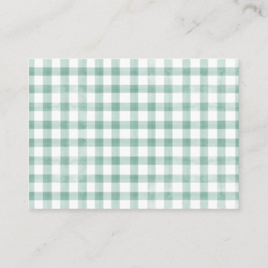 Waterverf Gingham Sage Groene Luier Raffle Informatiekaartje (Achterkant)