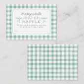Waterverf Gingham Sage Groene Luier Raffle Informatiekaartje (Voorkant / Achterkant)