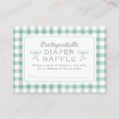 Waterverf Gingham Sage Groene Luier Raffle Informatiekaartje (Voorkant)
