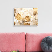 Waterverf Ginkgo bladeren wit, beige, goud Canvas Afdruk (Insitu (Woonkamer))