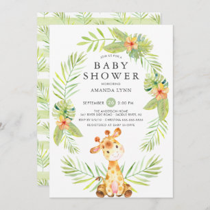 Waterverf Giraffe Baby shower Kaart