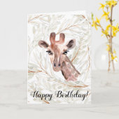 Waterverf Giraffe Birthday Kaart (Gele Bloem)
