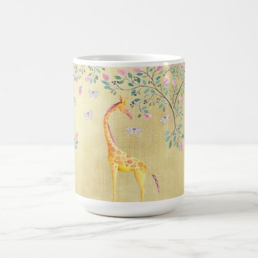 Waterverf Giraffe Butterflies en Blossom Koffiemok (Center)