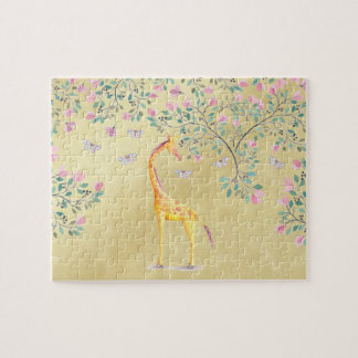 Waterverf Giraffe Butterflies en Blossom Legpuzzel