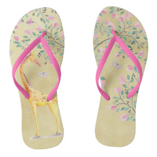 Waterverf Giraffe Butterflies en Blossom Teenslippers