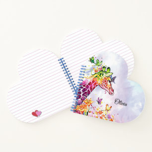 Waterverf Giraffe en Vlinders Notitieboek