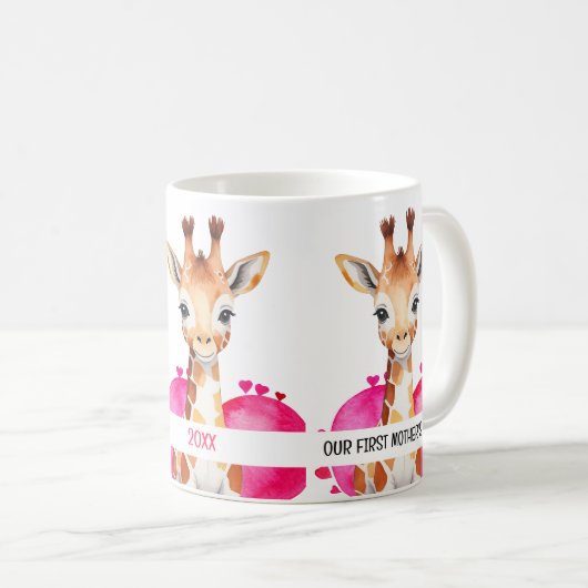 Waterverf Giraffe Gepersonaliseerde 1e Moederdag Koffiemok (Voorkant rechts)
