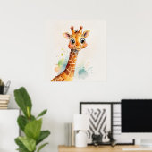 Waterverf Giraffe Kinder kinderkamer schilderij Poster (Thuiskantoor)