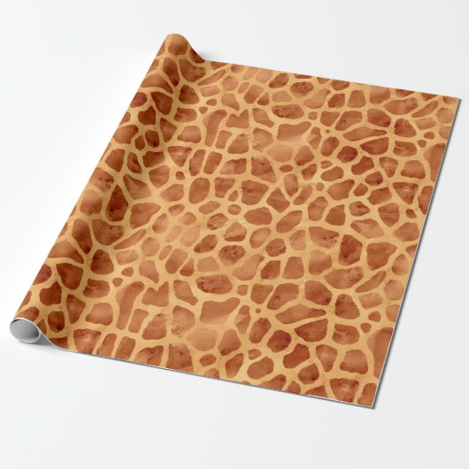 Waterverf Giraffe Print Cadeaupapier (Uitgerold)