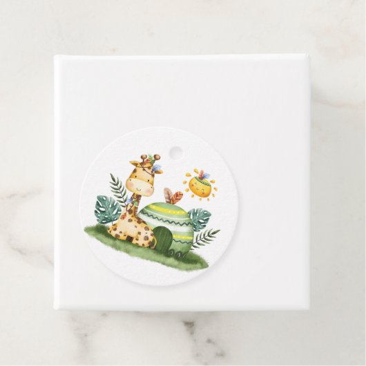 Waterverf Giraffe Safari Verjaardag Bedankt Bedankjes Labels (In situ)