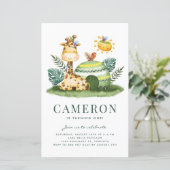 Waterverf Giraffe Safari Verjaardagsuitnodiging (Staand voorkant)